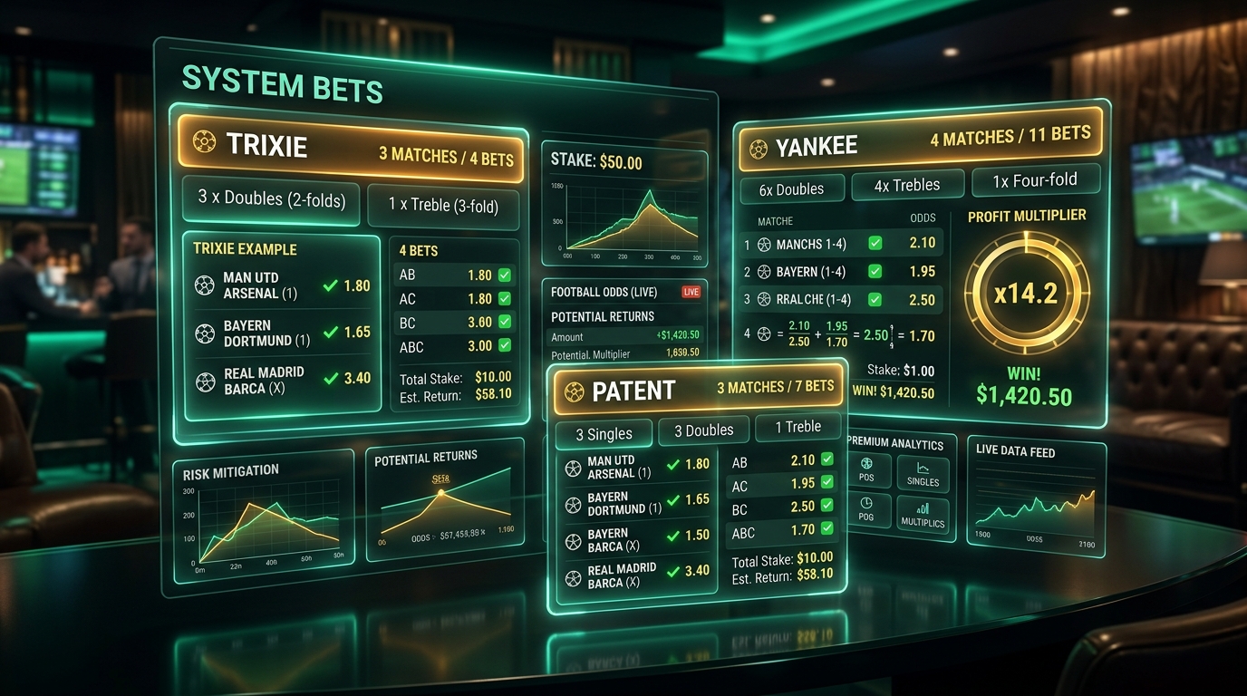 บอลสเต็ปผิด 1 คู่ ได้เงินไหม ระบบ Trixie Yankee Patent
